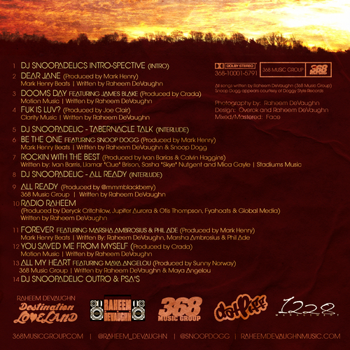 Raheem DeVaughn's "Destination Loveland" mixtape back cover.