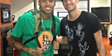 Chris Brown and David Ben David of Sprayground, a NY backpack company.