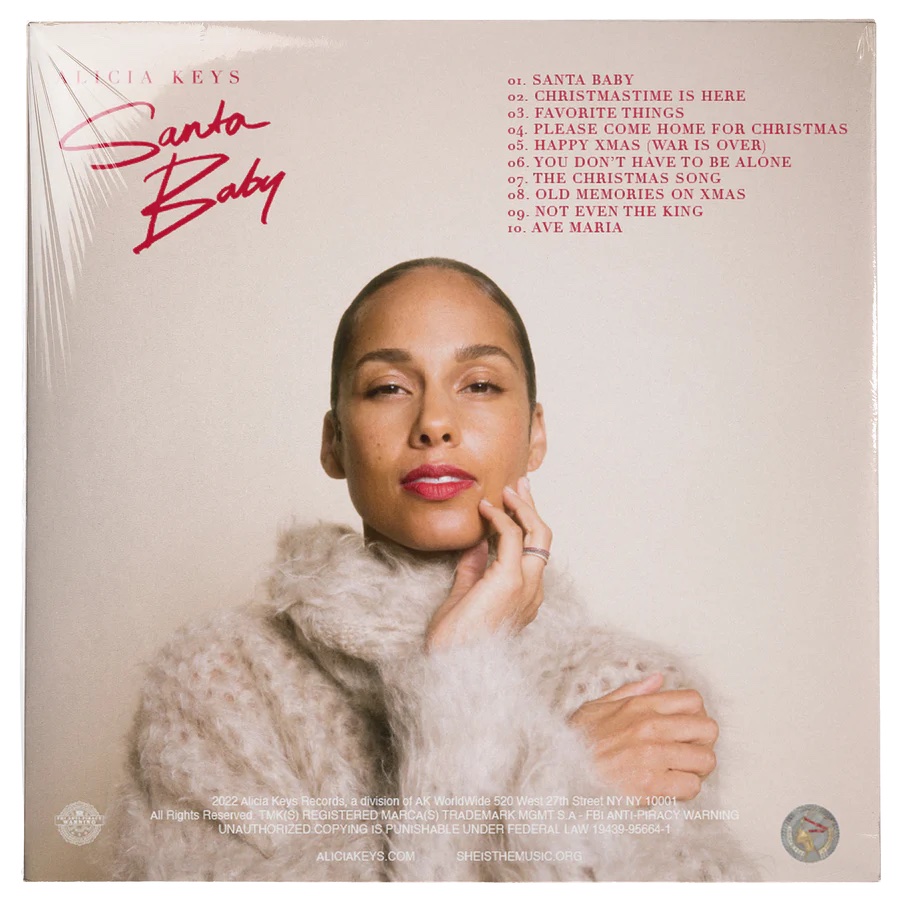 Alicia Keys Santa Baby vinyl back cover