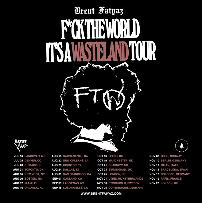 Brent Faiyaz's "F*ck The World, It's A Wasteland Tour" poster. 