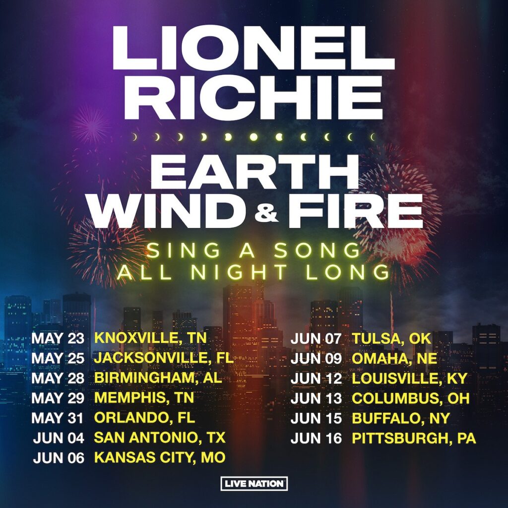 Lionel Richie and Earth, Wind & Fire Sing A Song All Night Long 2024 Tour dates