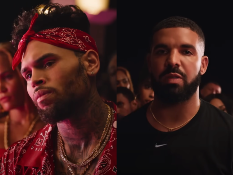 Chris Brown and Drake in the "No Guidance" music video.