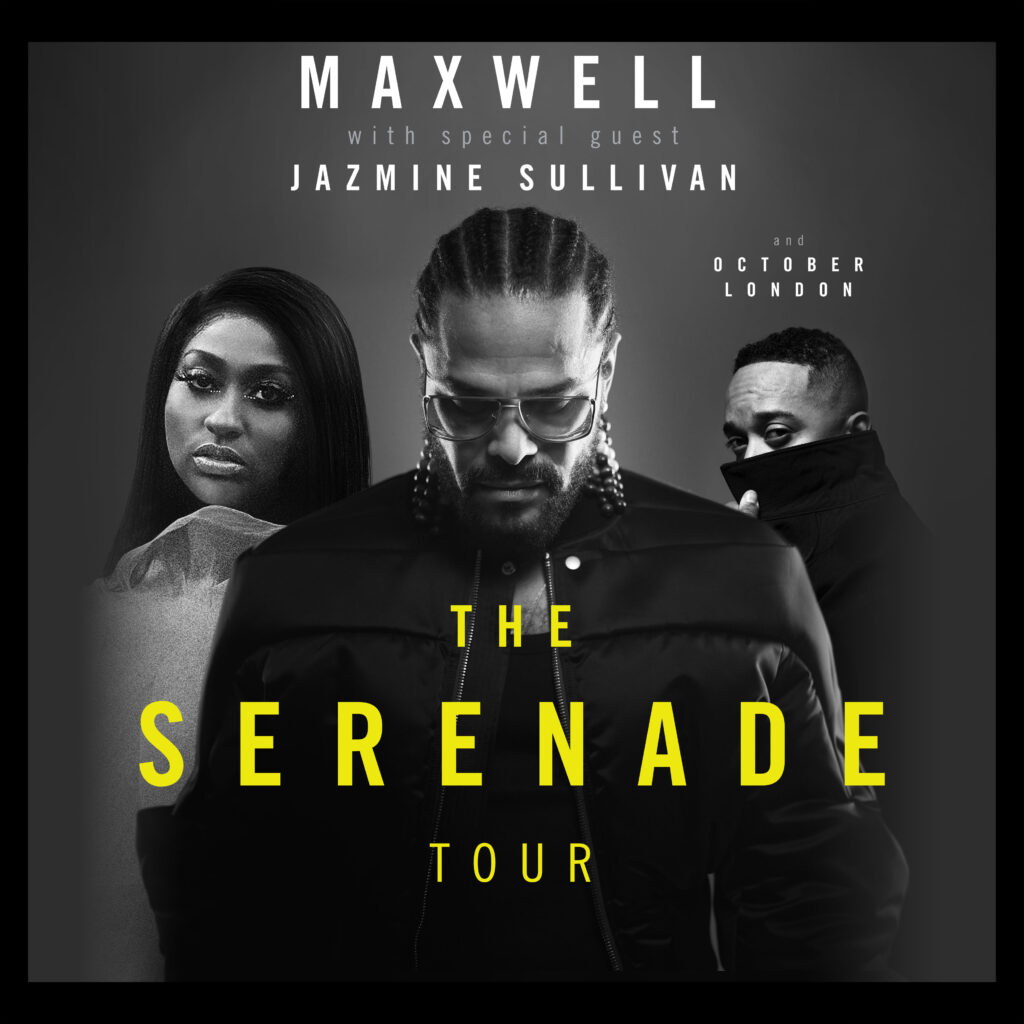 Maxwell's The Serenade Tour 2024 poster featuring Jazmine Sullivan and October London