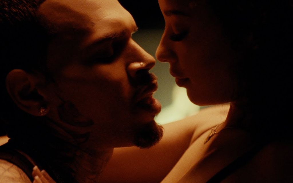A screenshot from Chris Brown's Feel Something music video