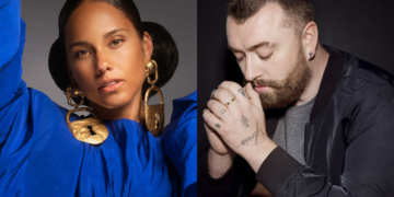 A photo of R&B singer Alicia Keys and British singer Sam Smith