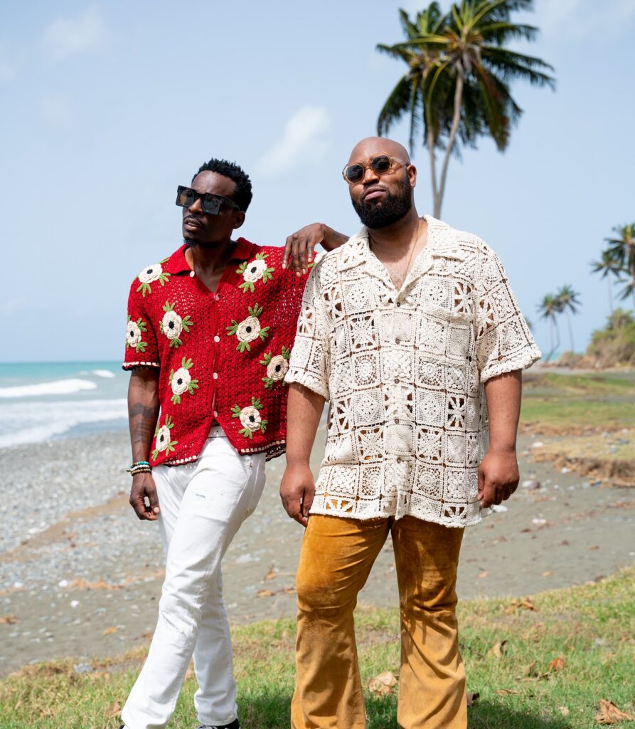 A photo of music duo Louis York, consisting of Chuck Harmony and Claude Kelly.