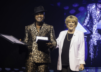 A photo of Ne-Yo and Mayor Carolyn Goodman who presented him with a Key to Las Vegas