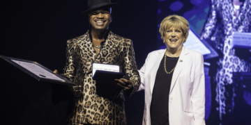 A photo of Ne-Yo and Mayor Carolyn Goodman who presented him with a Key to Las Vegas