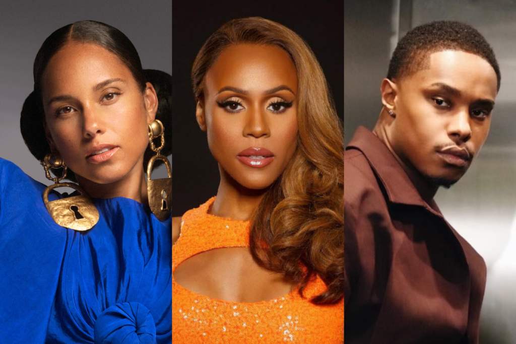An image of singers Alicia Keys, Deborah Cox and Avery Wilson who are all nominated in the Best Musical Theatre Album category at the 2025 Grammy Awards