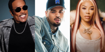 An image of R&B singers Charlie Wilson, Chris Brown and Keyshia Cole, who have R&B tours and concerts scheduled in 2025.
