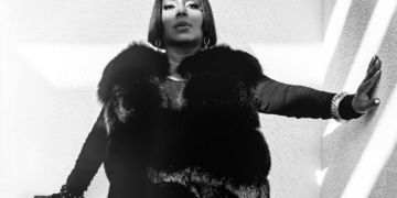 A black and white photo of singer Ledisi
