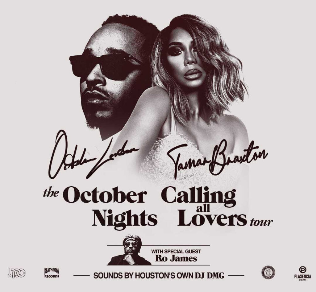 October London and Tamar Braxton's October Nights: Calling All Lovers Tour poster with special guest Ro James