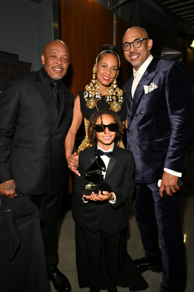 Dr. Dre, Alicia Keys, Genesis Ali Dean, and Harvey Mason Jr. at 67th Grammy Awards