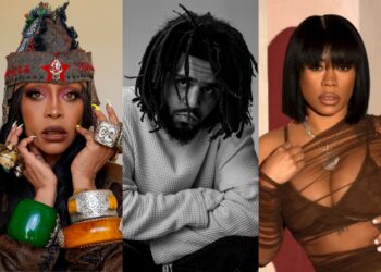 A photo of J. Cole, Erykah Badu and Keyshia Cole who will be performing at the rapper's Dreamville Festival 2025