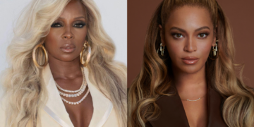 A photo of Mary J. Blige and Beyoncé.