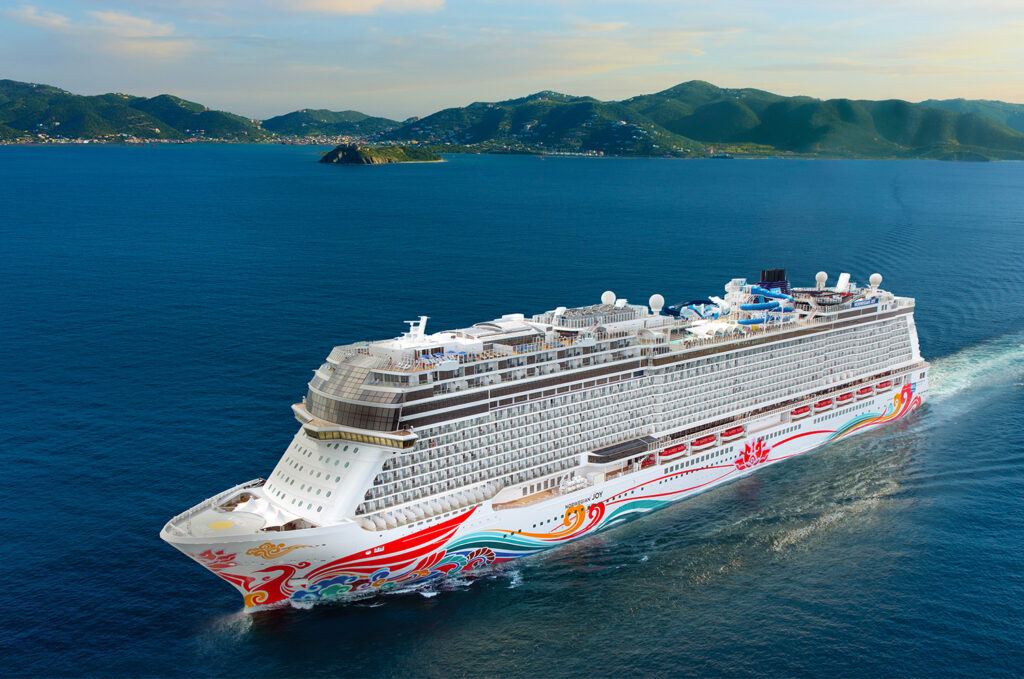 An aerial view of the Norwegian Joy. 