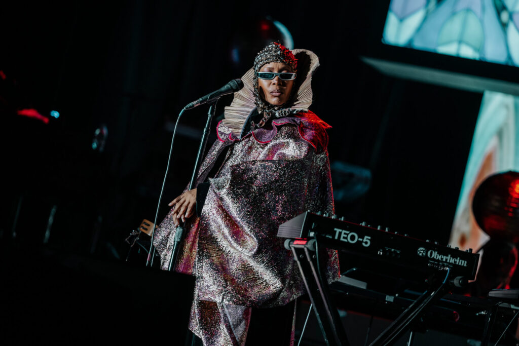 Erykah Badu performs at Amazon Music's Black Music Month celebration, "Forever in Rotation." 