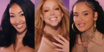 Shenseea, Mariah Carey and Kehlani in the "Sugar Sweet" lyric video.