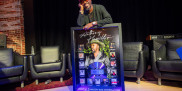 Anthony Hamilton with his RIAA plaque.