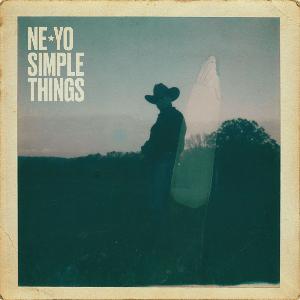 Ne-Yo's "Simple Things" single cover featuring a silhouette photo of him wearing a cowboy hat in the outdoors