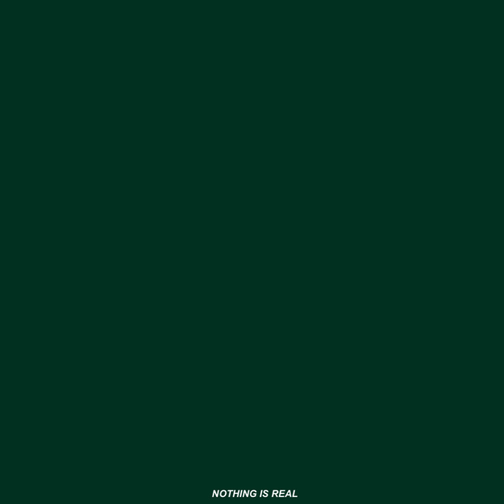 Destin Conrad’s “Nothing Is Real” single artwork: amber-green gradient background with the song title in bold, all-caps lettering centered along the bottom.