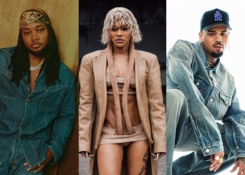 Leon Thomas, Teyana Taylor and Chris Brown. (Photo Credit: Raymond Alva; Def Jam; Mastermind)