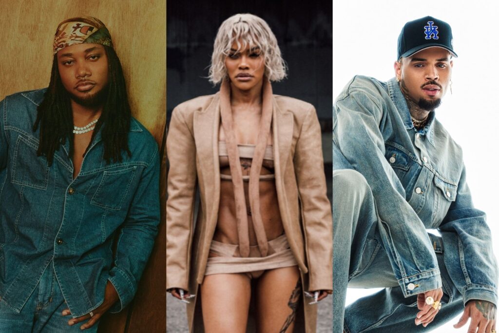 Leon Thomas, Teyana Taylor and Chris Brown. (Photo Credit: Raymond Alva; Def Jam; Mastermind)