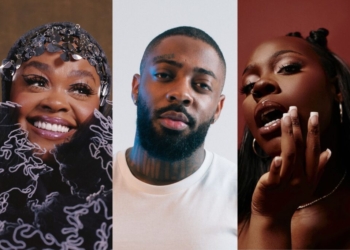 A side by side photo of Jill Scott, Brent Faiyaz and Shae Universe.