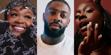 A side by side photo of Jill Scott, Brent Faiyaz and Shae Universe.