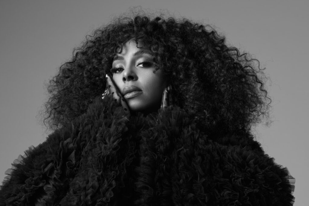 Promotional portrait of R&B singer Ledisi with voluminous hair, announcing her role in the Broadway musical Wanted.